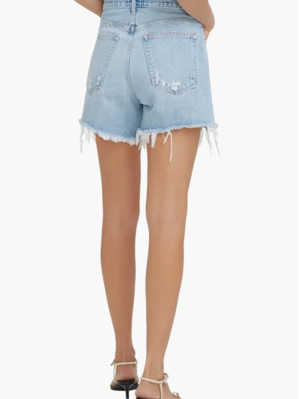 Agolde Parker Long High Waist Cutoff Denim Shorts, Swapmeet, Size 26 Light Wash